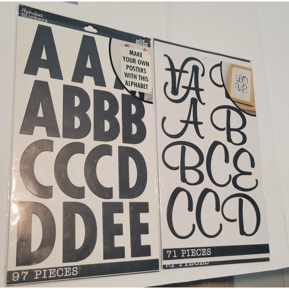 Sticko XL Poster Alphabet Stickers Scrapbooking Black Set of Two - 97/71 Pieces